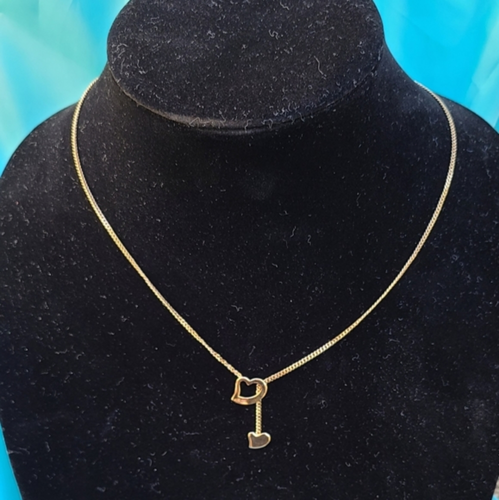 Vintage Avon Gold Open Heart Lariat Necklace - Picture 2 of 4